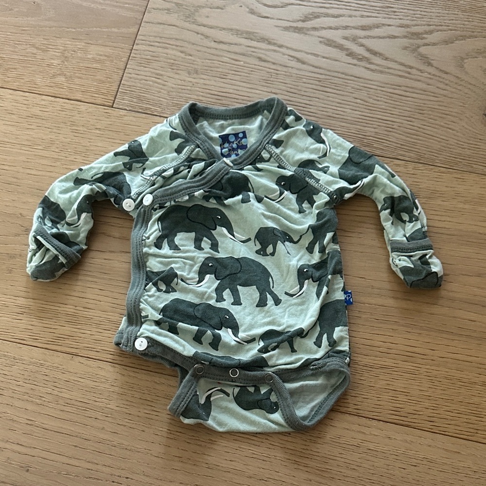Kickee Pants Elephant Print Baby Onesie 0/3m